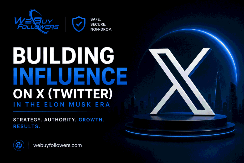 Professional featured image showing influence building on X (Twitter), digital authority growth, secure engagement strategies, and modern social media branding.