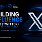 Professional featured image showing influence building on X (Twitter), digital authority growth, secure engagement strategies, and modern social media branding.