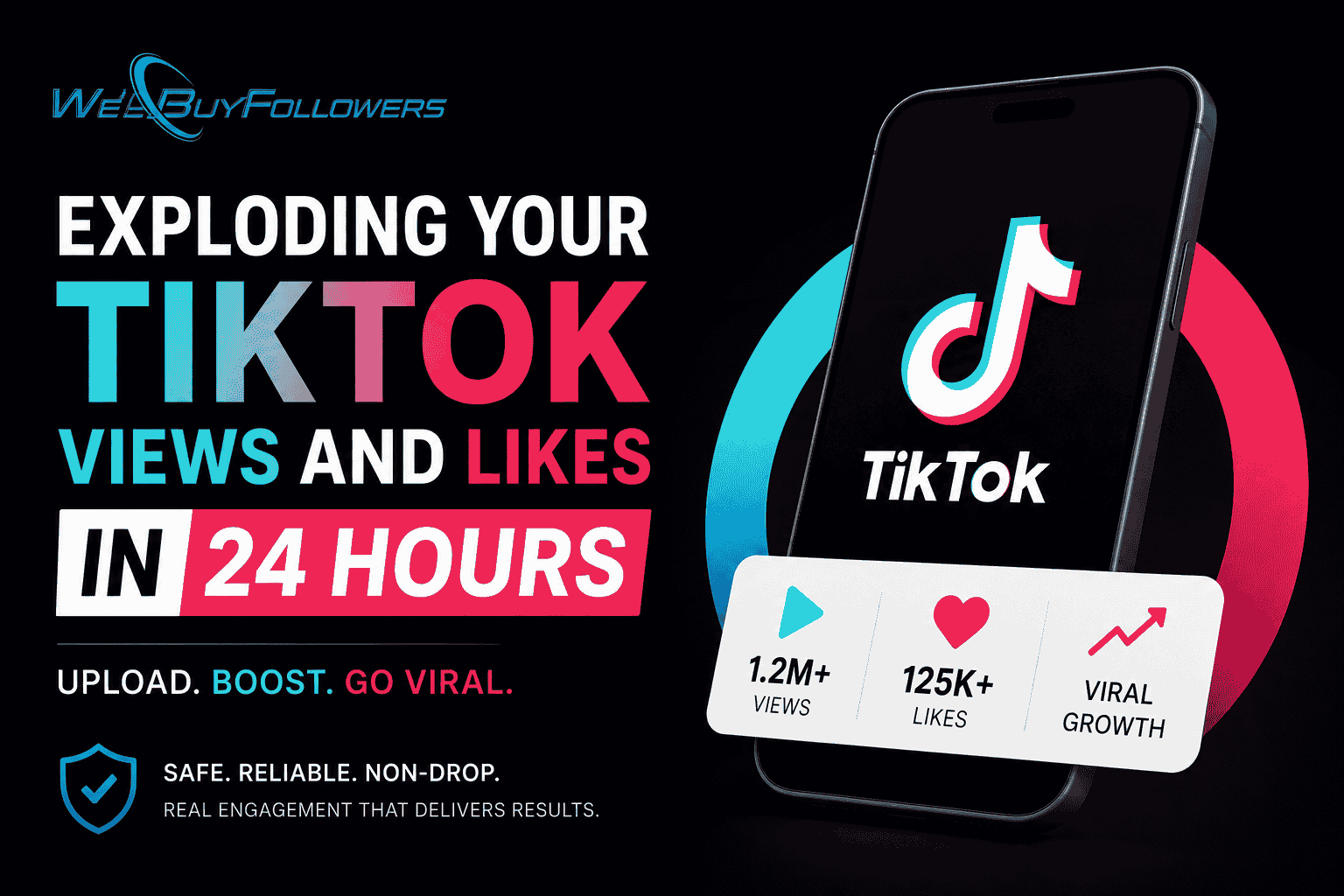 Professional featured image showing rapid TikTok growth with increased views, likes, viral engagement, and safe non-drop promotion strategies.