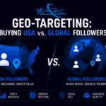 Professional featured image comparing USA and global followers, audience targeting strategies, geographic segmentation, local SEO benefits, and social media growth optimization.